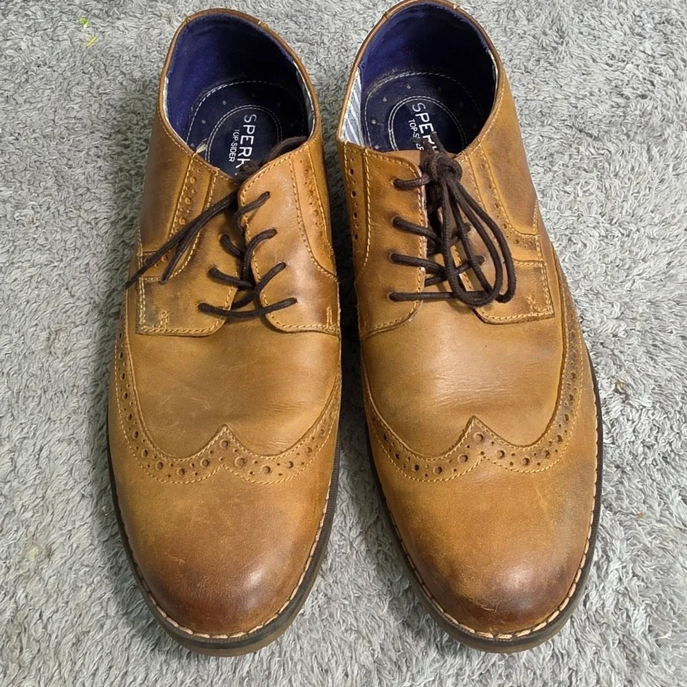 Sperry Wingtip Oxford Tan Leather Brogue Lace Up Shoes Loafers Mens‎ 10M